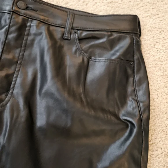 Old Navy Black High-Rise O.G. Straight Pants Women's Size 18 Faux Leather - Picture 10 of 14